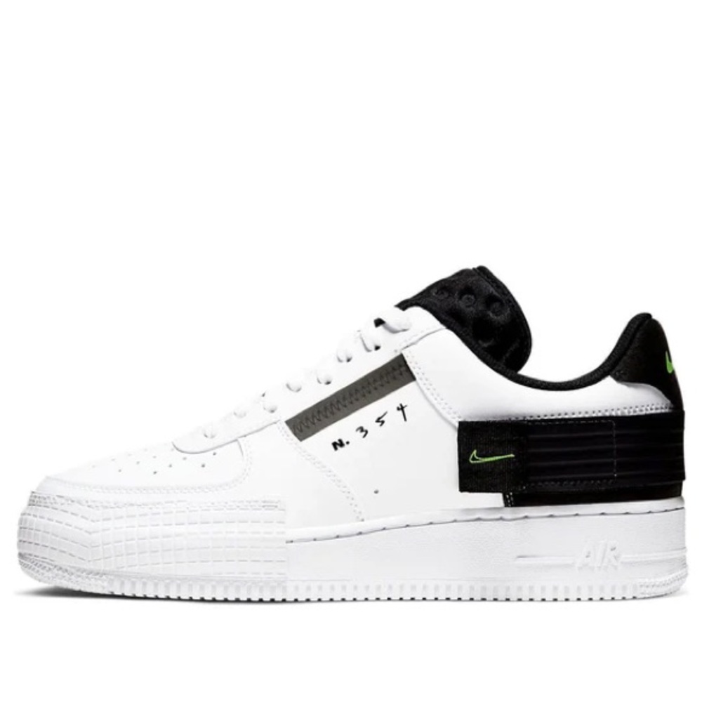 Nike Air Force 1 Type GS White Black Volt Youth Size 6.5 Women’s 8